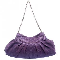 Zagliani Purple Python Envelope Chain Hobo