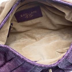 Zagliani Purple Python Envelope Chain Hobo