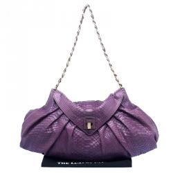 Zagliani Purple Python Envelope Chain Hobo