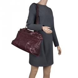 Zagliani Burgundy Python Muna Top Handle Bag