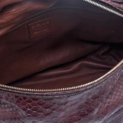 Zagliani Burgundy Python Muna Top Handle Bag