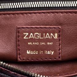 Zagliani Burgundy Python Muna Top Handle Bag