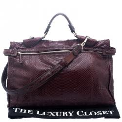 Zagliani Burgundy Python Muna Top Handle Bag