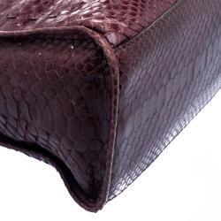 Zagliani Burgundy Python Muna Top Handle Bag