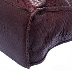 Zagliani Burgundy Python Muna Top Handle Bag