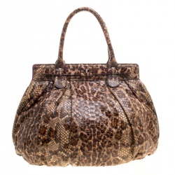 Zagliani Beige Python Puffy Hobo