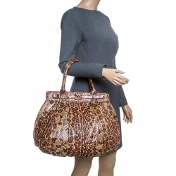 Zagliani Beige Python Puffy Hobo