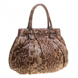 Zagliani Beige Python Puffy Hobo