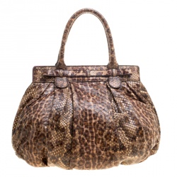 Zagliani Beige Python Puffy Hobo