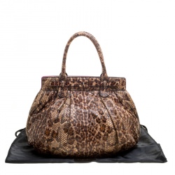 Zagliani Beige Python Puffy Hobo