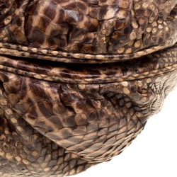 Zagliani Beige Python Puffy Hobo