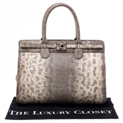 Zagliani Beige/Black Lizard Gatsby Tote