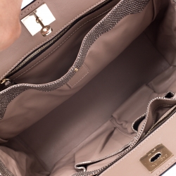 Zagliani Beige/Black Lizard Gatsby Tote