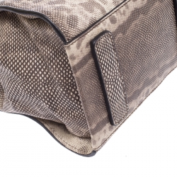 Zagliani Beige/Black Lizard Gatsby Tote