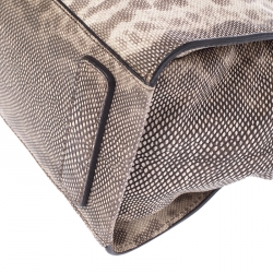 Zagliani Beige/Black Lizard Gatsby Tote