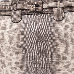 Zagliani Beige/Black Lizard Gatsby Tote