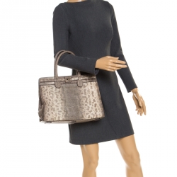 Zagliani Beige/Black Lizard Gatsby Tote