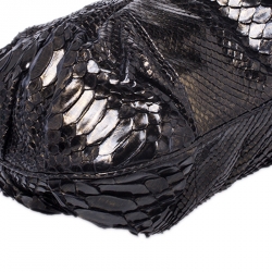 Zagliani Metallic Python Leather Oversized Clutch 