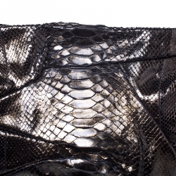 Zagliani Metallic Python Leather Oversized Clutch 
