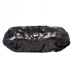 Zagliani Metallic Python Leather Oversized Clutch 