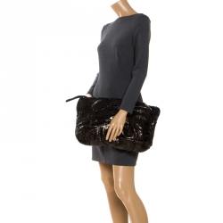 Zagliani Metallic Python Leather Oversized Clutch 