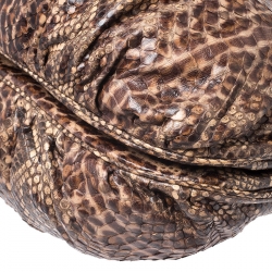 Pre Owned Zagliani Brown/Beige Python Puffy Hobo