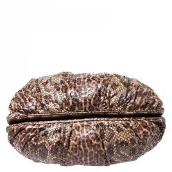 Pre Owned Zagliani Brown/Beige Python Puffy Hobo