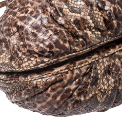 Pre Owned Zagliani Brown/Beige Python Puffy Hobo