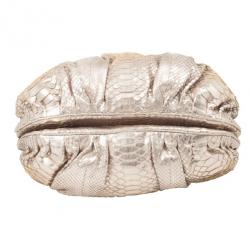 Zagliani Metallic Python Puffy Handbag