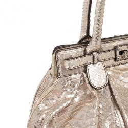 Zagliani Metallic Python Puffy Handbag