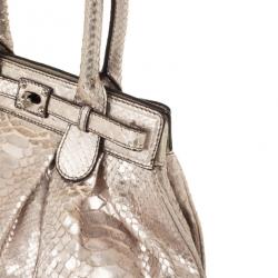 Zagliani Metallic Python Puffy Handbag
