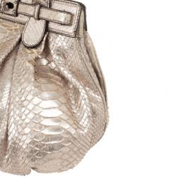 Zagliani Metallic Python Puffy Handbag