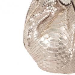 Zagliani Metallic Python Puffy Handbag