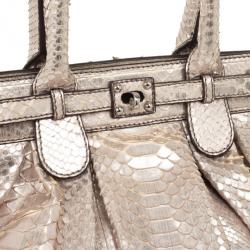 Zagliani Metallic Python Puffy Handbag