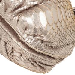 Zagliani Metallic Python Puffy Handbag