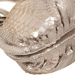 Zagliani Metallic Python Puffy Handbag