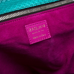 Pre Owned Zagliani Blue/Green Python Medium Jamila Bag