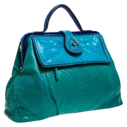 Pre Owned Zagliani Blue/Green Python Medium Jamila Bag