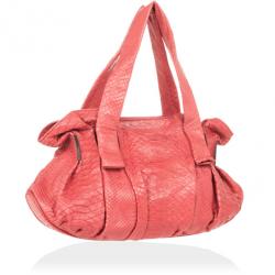 Zagliani Coral Pink Python Pleated Bag