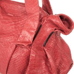 Zagliani Coral Pink Python Pleated Bag