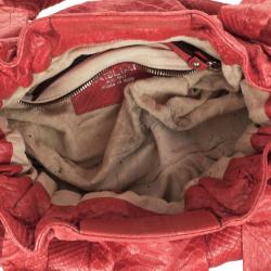 Zagliani Coral Pink Python Pleated Bag