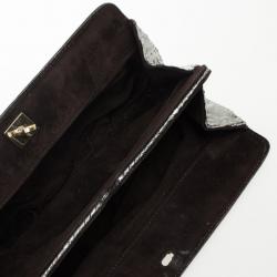 Zagliani Silver Python Clutch