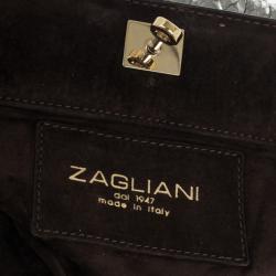 Zagliani Silver Python Clutch