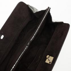 Zagliani Silver Python Clutch