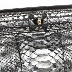 Zagliani Silver Python Clutch