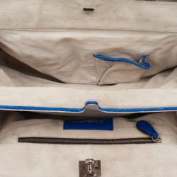 Zagliani Metallic Python Large Blue Puffy Handbag