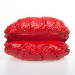 Zagliani Red Python Small Puffy Satchel