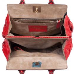 Zagliani Red Python Small Puffy Satchel