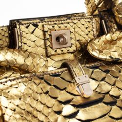 Zagliani Metallic Python Puffy Handbag