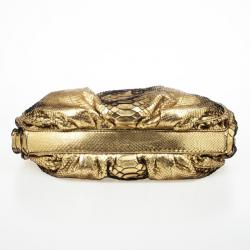 Zagliani Metallic Python Puffy Handbag